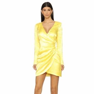 Yellow satin silk kimono dress wrap belt Amanda UPRICHARD cult gaia SABO Showpo